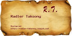 Radler Taksony névjegykártya